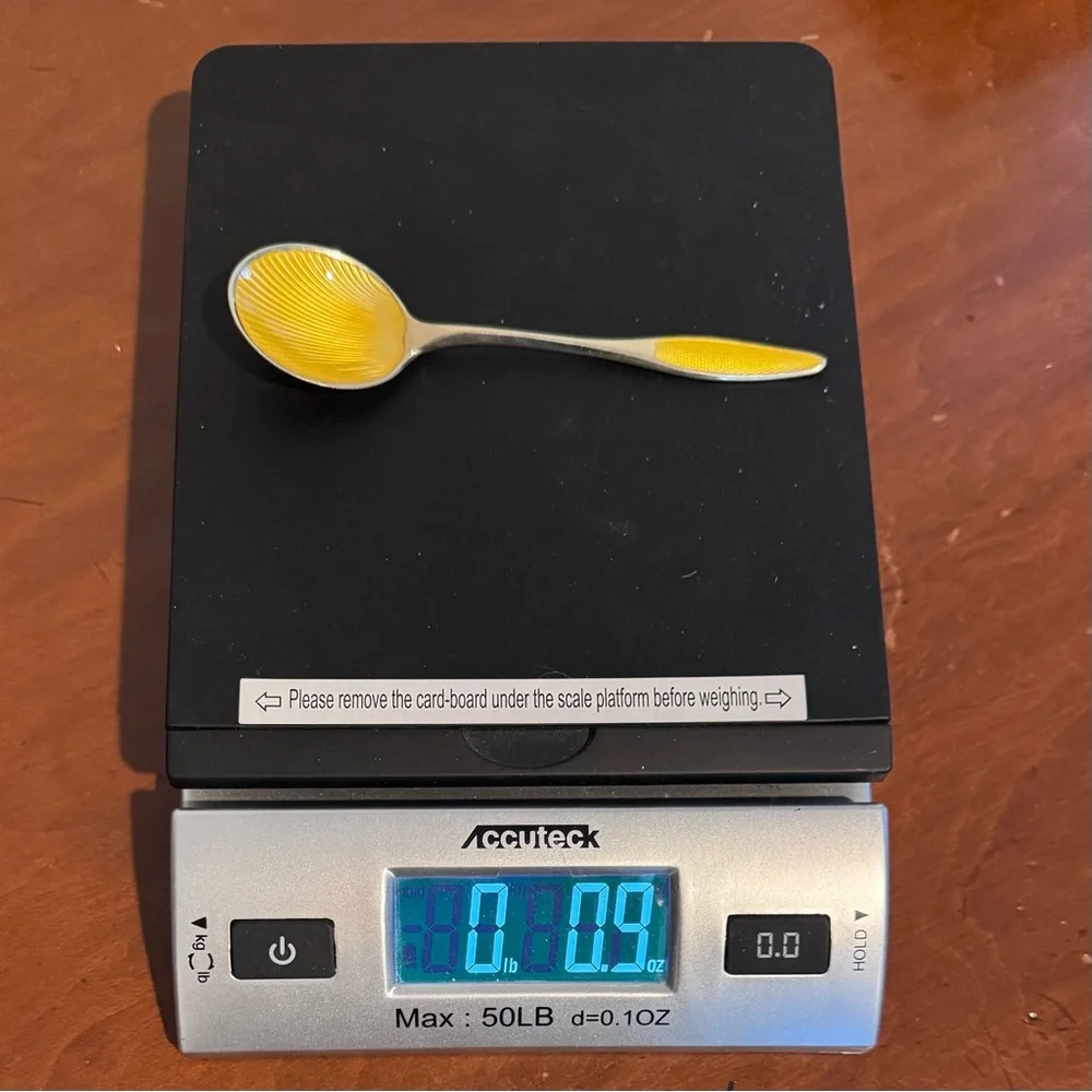 Frigast Sterling Denmark 5.2″ Guilloché Enamel Gilt Spoon — Vintage Danish MCM